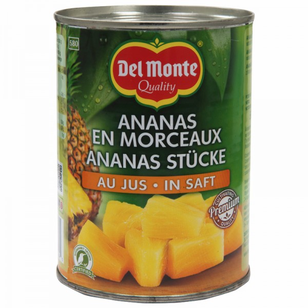 Del Monte Ananas Stücke, 580ml Dose, 350g